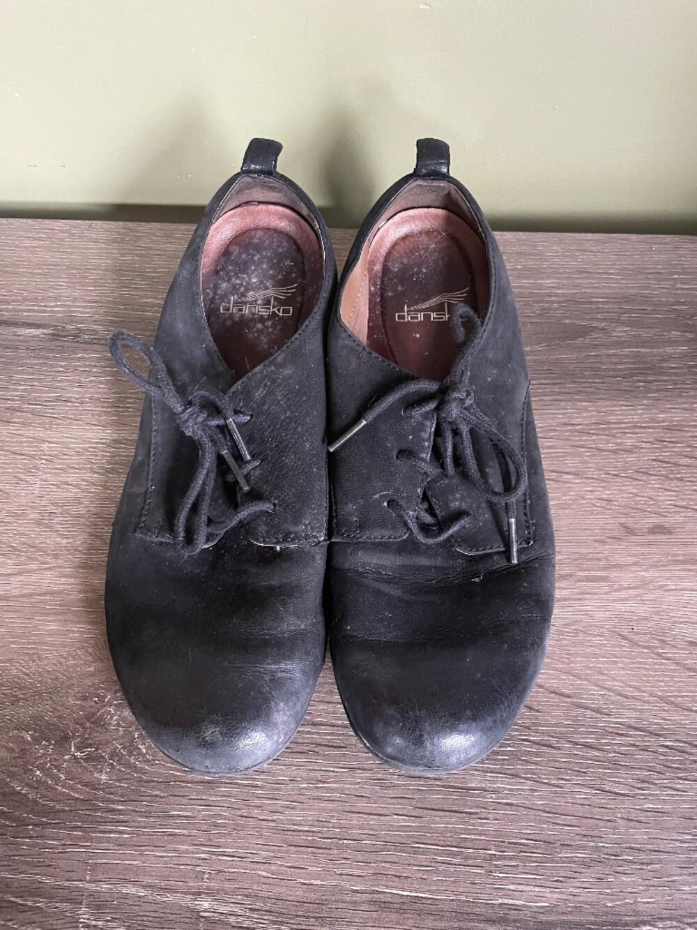 Dansko black suede lace-up loafers